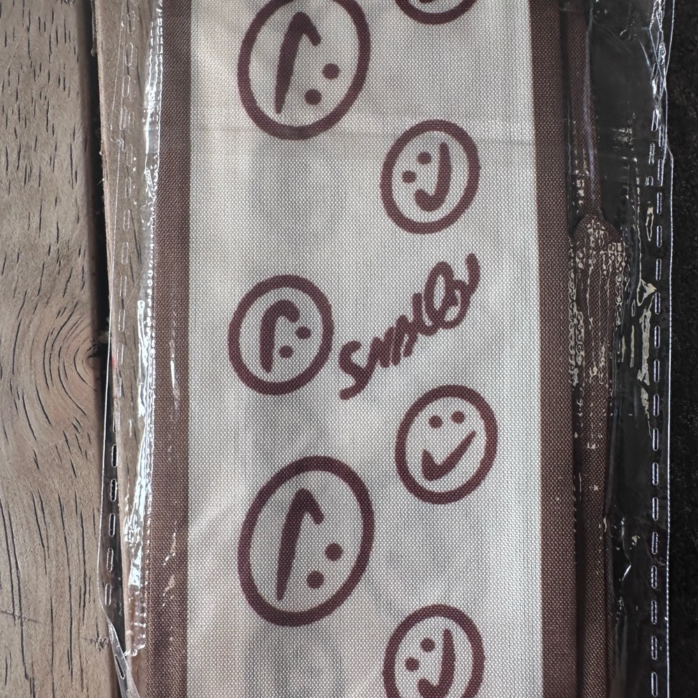 Brown and White Smiley Face bag Scarf nip